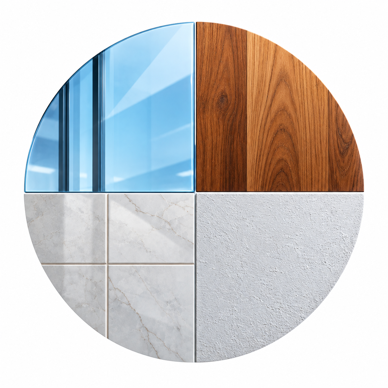 Glass, wood, tile and smooth concrete surfaces